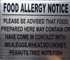 Food Allergy Notice Sign