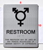 SILVER UNISEX ALL GENDER RESTROOM  Braille sign Tactile Signs