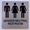 ADA SIGN GENDER NEUTRAL UNISEX RESTROOM  Braille sign Tactile Signs