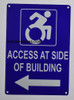 Access at Side of Building Left Arrow Signage-The Pour Tous Blue LINE