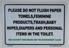 Please DO NOT Flush Paper Towels Sign