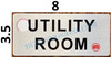 UTILITY ROOM SIGN - BRUSHED ALUMINUM SIGN (ALUMINUM SIGNS 3.5x8)