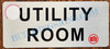 UTILITY ROOM SIGN - BRUSHED ALUMINUM SIGN (ALUMINUM SIGNS 3.5x8)