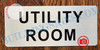 UTILITY ROOM SIGN - BRUSHED ALUMINUM SIGN (ALUMINUM SIGNS 3.5x8)