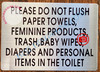 PLEASE DO NOT FLUSH THESE ITEMS SIGN