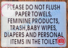 PLEASE DO NOT FLUSH THESE ITEMS SIGN