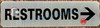 RESTROOMS RIGHT SIGN - BRUSHED ALUMINUM (ALUMINUM SIGNS 2X7.75)