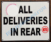 ALL DELIVERIES IN REAR SIGN