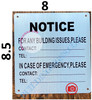 NOTICE FOR ANY BUILDING ISSUES PLEASE CONTACT_ SIGN- BRUSHED ALUMINUM (ALUMINUM SIGNS 8.5x8)