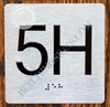 Apartment Number 5H  with Braille and Raised Number