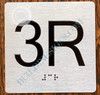Apartment Number 3R  with Braille and Raised Number