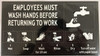 Signage Employees Must WASH Hands Before Returning to Work