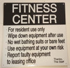 Compliance sign FITNESS CENTER RULES  (WhiteALUMINUM S)