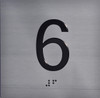 Apartment Number 6 Sign with Braille and Raised Number
