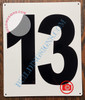Signage Large Number 13  -Metal  - Parking LOT Number