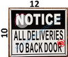 Notice: All Deliveries to Back Door