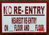 No Re-Entry on This Floor Signage-Door Signage