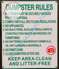 Dumpster Rules Sign