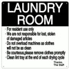 LAUNDRY ROOM RULES SIGN (ALUMINUM)