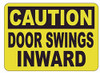 Sign Caution: Door Swings Inward Label Decal Sticker