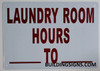 Building LAUNDRY ROOM BUSINESS HOURS  sign