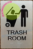 Trash Room Sign -Braille Sign with Raised Tactile Graphics and Letters