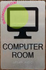 Sign Computer Room  -Braille  with Raised Tactile Graphics and Letters