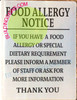 Food ALERGEY Sign