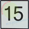 Elevator Floor Number 15 Sign- Elevator JAMB Plate Floor 15 SIGNAGE