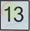 SIGNAGE Elevator Floor Number 13 SIGNAGE- Elevator JAMB Plate Floor 13