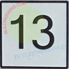 Elevator Floor Number 13 Sign- Elevator JAMB Plate Floor 13 Sign