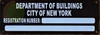 Building Registration Number Sign-Department of Buildings Registration Sign (Serial Number Signage HMC §27-2104ALUMINUM Sign)-Black Rock LINE