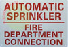 Automatic Sprinkler FIRE Department Connection Sign