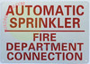 Automatic Sprinkler FIRE Department Connection Sign