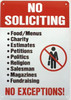 NO SOLICITING NO EXCEPTIONS  SIGNAGE