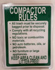 Building COMPACTOR RULES KEEP AREA CLEAN AND LITTER-FREE  (ALUMINUM S 116, WHITE) sign