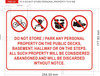 Signage DO NOT STORE PERSONAL PROPERTY