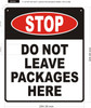 Signage STOP DO NOT LEAVE PACKAGES HERE