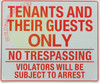 Sign TENANTS AND GUEST ONLY