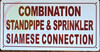 COMBINATION STANDPIPE AND SPRINKLER SIAMESE CONNECTION SIGN (6X12,WHITE,ALUMINUM)