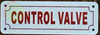 CONTROL VALVE SIGN (2X6,WHITE BRUSH SILVER BACKGROUND,ALUMINUM)