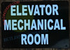 ELEVATOR Mechanical ROOM SIGN (7X10, BLACK BACKGROUND, ALUMINUM)