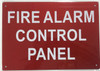 FACP FIRE ALARM CONTROL PANEL SIGN (7X10, RED, ALUMINUM)