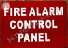 FIRE ALARM CONTROL PANEL SIGN (7X10, RED BACKGROUND, ALUMINUM)