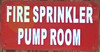 FIRE SPRINKLER PUMP ROOM SIGN (3X6, RED BACKGROUND, ALUMINUM)