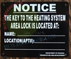 KEY TO THE HEATING SYSTEM SIGN