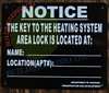 Sign KEY TO THE HEATING SYSTEM