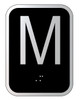 Elevator floor number M sign- Elevator Jamb Plate M ( 3x4, cast Iron, Black, Double sided tape)