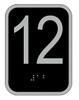 Elevator floor number 12 sign- Elevator Jamb Plate 12 ( 3x4, cast Iron, Black, Double sided tape)