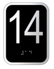 Elevator floor number 14 sign- Elevator Jamb Plate 14 ( 3x4, cast Iron, Black, Double sided tape) 